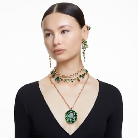 Swarovski Gemma Elegant Green and Gold Necklace